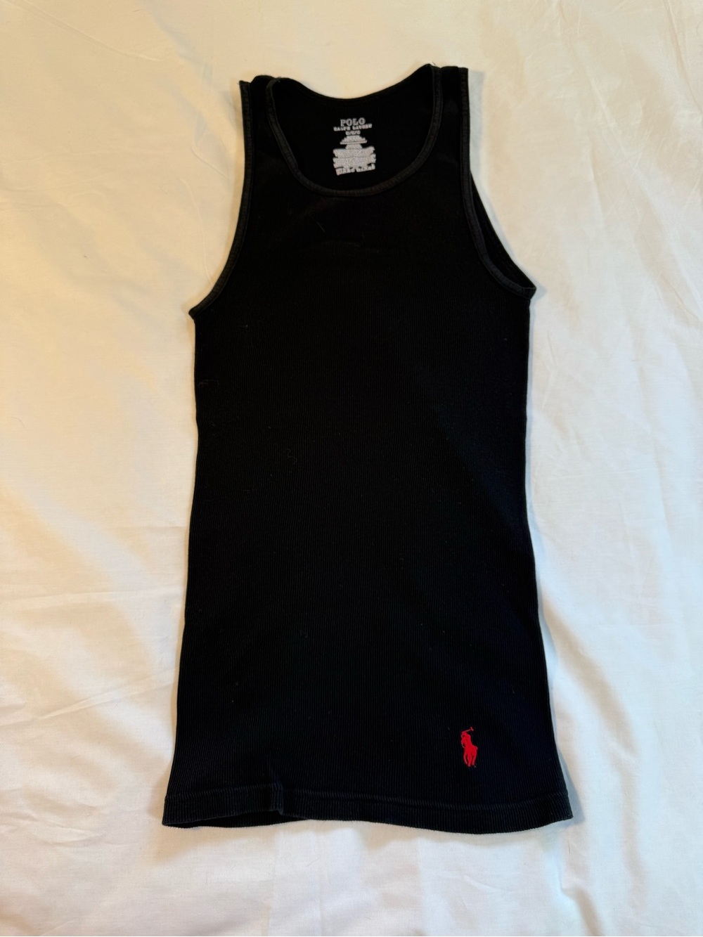 Polo by Ralph Lauren Men’s Black Ribbed Tank with Red Pony Logo Medium
